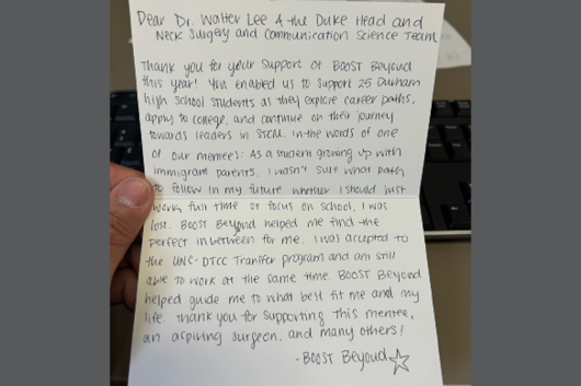 BOOST Thank You note