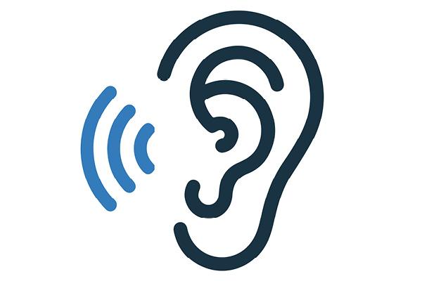 Digital image of an ear with volume bars