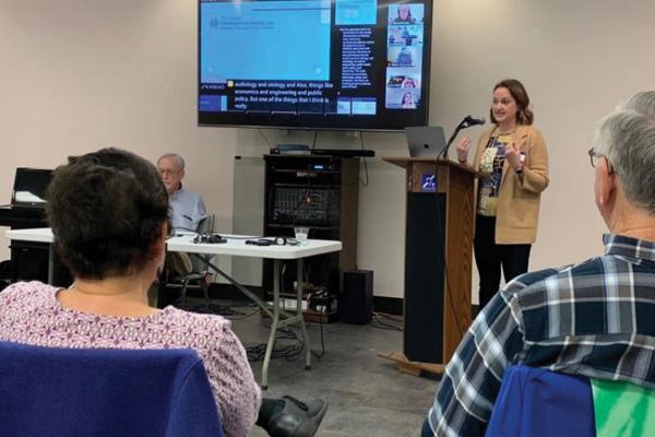 Jessica West presenting her research