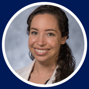 Profile photo of Dr. Alexa Franco on blue background