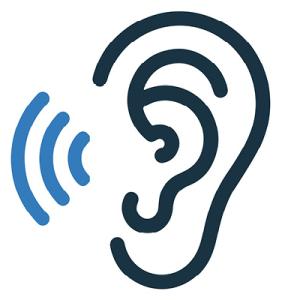 Digital image of an ear with volume bars